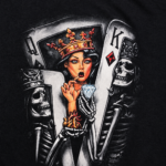Camiseta Rainha dos Jogos e Esqueletos